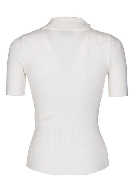 Polo Elisabetta Franchi donna MK63B51E2110 360 bianca in lyocell e seta ELISABETTA FRANCHI | Polo | MK63B51E2110360